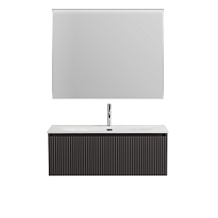 BelBagno Тумба с раковиной Uno 100 с 1 ящиком подвесная Темно-Серый матовый с раковиной BB-8099-100 – фотография-10