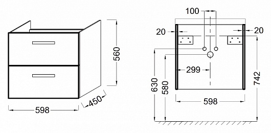 Jacob Delafon Мебель для ванной "Ola 60" серый антрацит – картинка-5