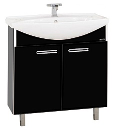 Misty Тумба с раковиной Джулия 75 прямая черная – фотография-1