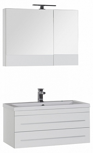 Aquanet Зеркальный шкаф "Верона 90" камерино белый – фотография-8