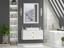 Brevita Тумба с раковиной Sevilla 105 подвесная белая – фотография-9