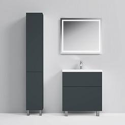 Am.Pm Тумба с раковиной Gem 75 графит матовый, напольная с 2 ящиками – фотография-5