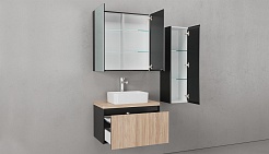 Velvex Пенал для ванной Klaufs 110 черный/дерево – фотография-4