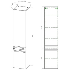 Aquatek Шкаф-пенал Вега 35 AQ70035R-MG серый матовый, петли справа – фотография-4