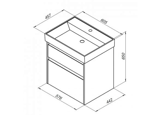 Aquanet Тумба с раковиной Nova Lite 60 2 ящика, белая – фотография-8