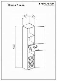 Бриклаер Пенал для ванной Адель 34 с б/к – фотография-4