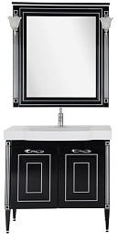 Aquanet Тумба с раковиной Паола 90 домино, черная/серебро (186120) – фотография-5