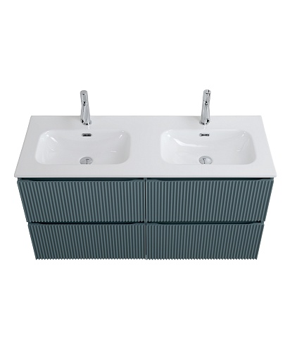 BelBagno Тумба под раковину Uno 120 с 2 чашами подвесная Голубой матовый – фотография-6