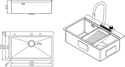 Milacio Мойка кухонная Denia 75 Steel со смесителем золото – фотография-6