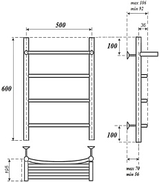 Point Полотенцесушитель электрический П3 500x600 PN04156PE с полкой хром – фотография-4
