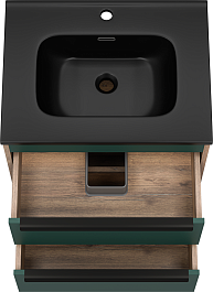 Brevita Мебель для ванной Greenwood 60 подвесная зеленая матовая/дуб галифакс олово – фотография-8