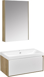 Акватон Мебель для ванной Либерти 90 белая/дуб эльвезия – фотография-1