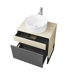 Акватон Мебель для ванной Лофт Урбан 65 графит\орегон, Мила круглая – фотография-6