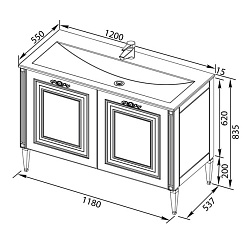 Aquanet Тумба с раковиной Паола 120 белая/золото (186114) – фотография-6