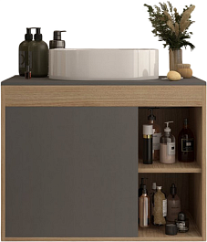 Teymi Тумба с раковиной Nura 80 Lori 50 подвесная дуб/графит – фотография-1