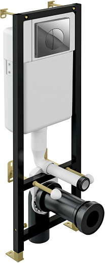 Cersanit Унитаз подвесной Delfi в комплекте с инсталляцией Black с сиденьем Trento с клавишей смыва хром глянцевый – картинка-9