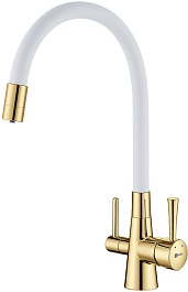Lemark Смеситель для кухни Comfort LM3075G-White белый/золото – фотография-2