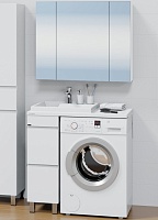 СанТа Мебель для ванной под стиральную машину Марс 90 L 2 ящика белая/светлое дерево