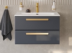 BelBagno Мебель для ванной Eco Cer-N 80 CZR-8073-80 grafito ручки сатиновое золото – фотография-3