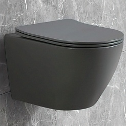 Esbano Унитаз Amapola подвесной безободковый серый матовый – фотография-1