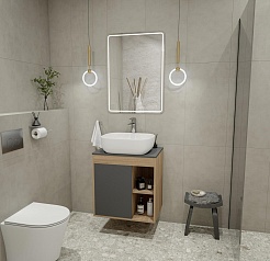 Teymi Тумба с раковиной Nura 70 дуб эврика/графит матовый T60530 раковина T50204 – фотография-2