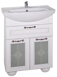 ASB-Woodline Тумба под раковину Бергамо 65 витраж белый/патина серебро – фотография-1