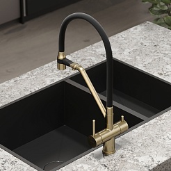 Sancos Смеситель для кухни Dora SC4003BG брашированное золото PVD покрытие – фотография-2