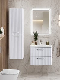 BelBagno Тумба с раковиной Due 50 подвесная Белый металлик ручки Хром полированный – фотография-6