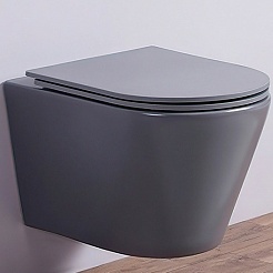 Esbano Унитаз Clavel подвесной безободковый серый матовый – фотография-1