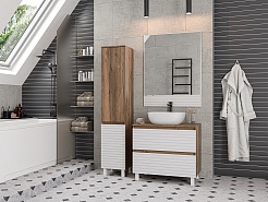 Brevita Шкаф пенал Dakota 35 L дуб галифакс олово/белый матовывй – фотография-9