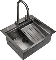 Milacio Мойка кухонная Denia 57 Steel со смесителем вороненая сталь