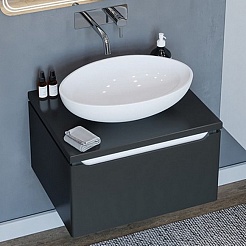 Mixline Тумба под раковину Виктория 60 подвесная графит софт – фотография-4