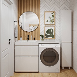 Vivon Тумба с раковиной под стиральную машину Donna 130L напольная белый глянец эмаль – фотография-10