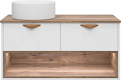 Brevita Тумба с раковиной Bergen 105 подвесная дуб галифакс олово/белая – фотография-1