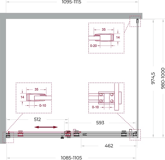 BelBagno Душевой уголок Soft Close-2 SOFT_CLOSE-2-AH-1-110/100-C-Cr 110x100 профиль хром стекло прозрачное – фотография-12
