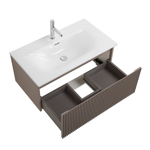 BelBagno Тумба с раковиной Uno 80 с 1 ящиком подвесная Бежевый матовый с раковиной BB-8099-3-80 – фотография-8