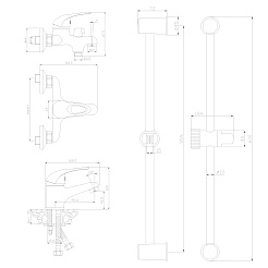 Rossinka Набор смесителей "3 в 1" SET35-80 для ванны, душа и раковины – фотография-2