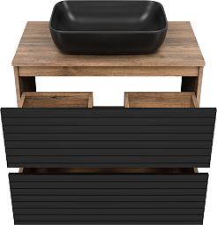 Brevita Мебель для ванной Dakota 80 дуб галифакс олово/черный кварц – фотография-5