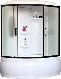 Royal Bath Душевая кабина ALP RB 140ALP-C-BL-R 140x95 R стекло матовое профиль черный матовый – фотография-1