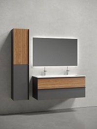 Sancos Тумба с раковиной Delta 120-2 дуб красный/графит раковина Grace 121 CN7016 для двоих – фотография-5