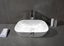 Ceruttispa Раковина накладная 45.5 CR8215MMW мрамор белый матовый – фотография-2