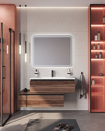 Cezares Тумба с раковиной Slider 100 с 2 ящиками орех дымчатый – фотография-23