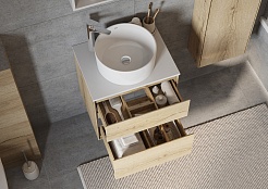 Акватон Мебель для ванной с белой столешницей Либерти 60 Mila 40 дуб эльвезия – фотография-4