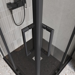 BelBagno Душевой уголок Luce 90/90 LUCE-A-2-90-C-NERO профиль матовый черный стекло прозрачное – фотография-3