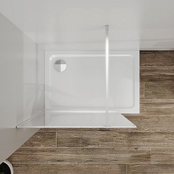 Azario Душевая перегородка Walk-in 90/195 стекло графический принт профиль матовый графит – фотография-4