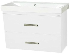 Misty Тумба с раковиной Джулия QVATRO 90 подвесная конус белая – фотография-1