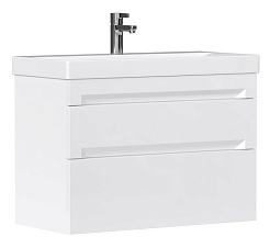 Equil Тумба под раковину Corner 80 2 ящика подвесная белая – фотография-1