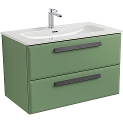 Cezares Тумба с раковиной Eco Cer-N 80 фисташковый софт CZR-8073-80 ручки матовые чёрные – фотография-1