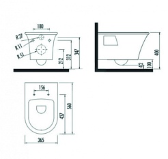 Creavit Унитаз подвесной Moon MO320 с биде – фотография-3