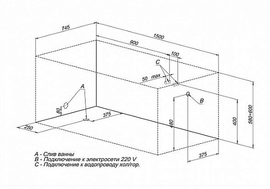 Aquanet Акриловая ванна Corsica 150 см – картинка-9